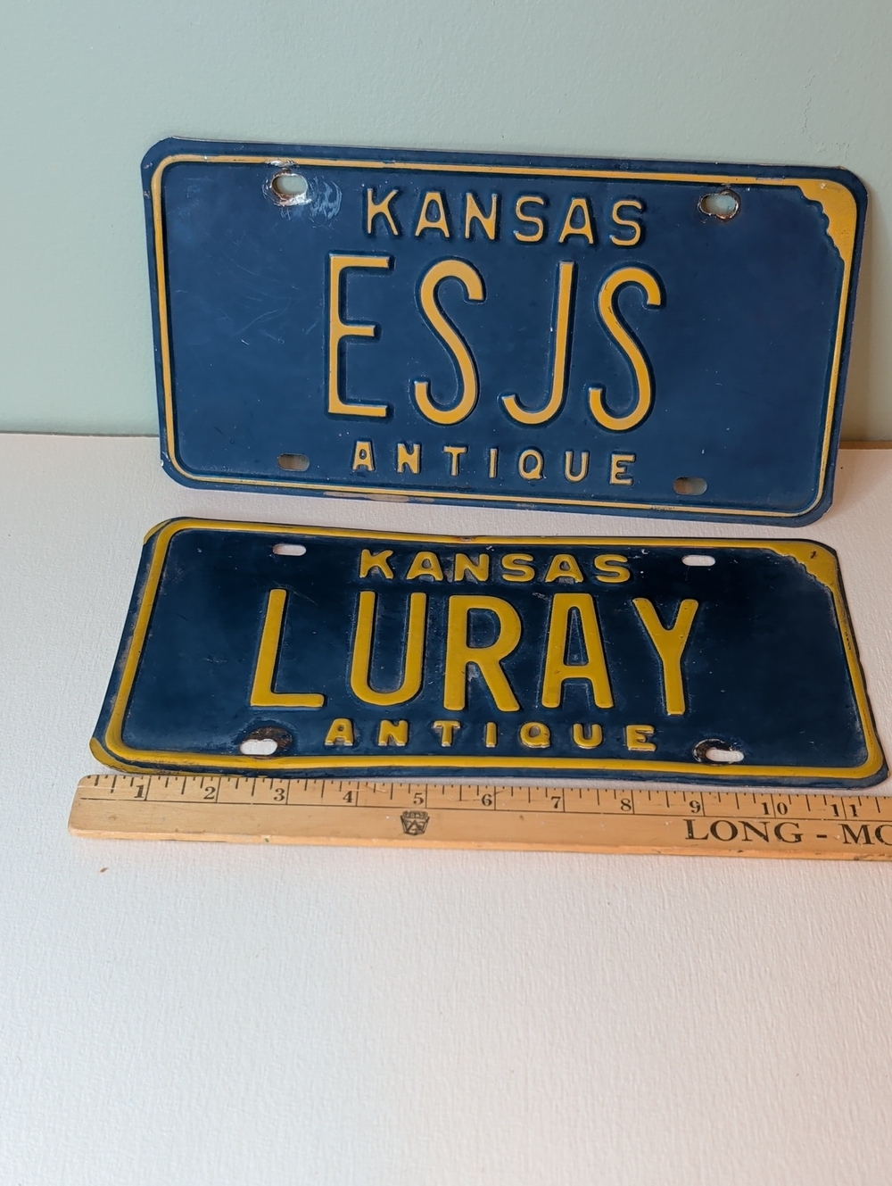 Kansas Antique License Plate Wall Décor in Blue and Yellow